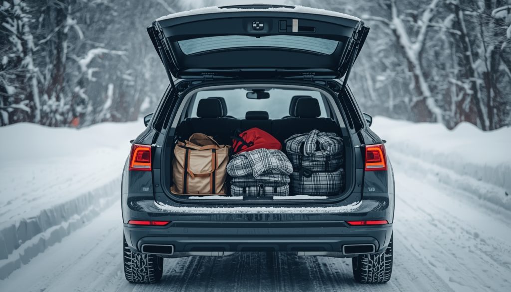 Відкритий місткий багажник сімейного універсала з речами